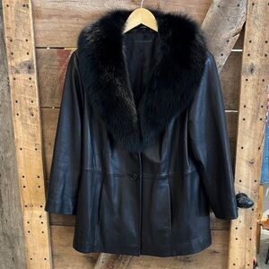 Incredible leather and fox fur coat